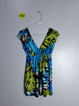 Blue and Green Floral Dress