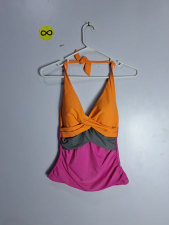 Orange, Gray, and Pink Swimsuit Top