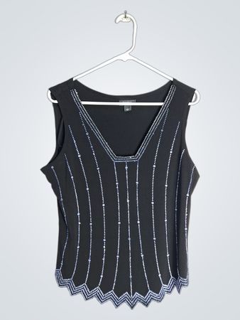 Dressbarn Collection Black Embellished Sleeveless Top
