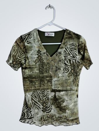 Affinites Armand Thierry Green Patterned Top