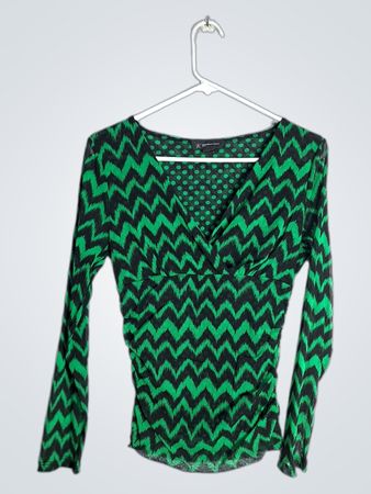 Green Chevron Long Sleeve Top