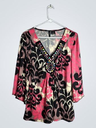 New Directions Pink Floral Blouse