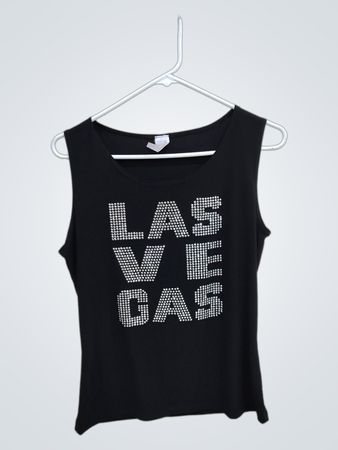 Black Rhinestone Las Vegas Tank Top