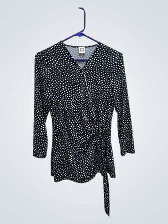 Anne Klein Black and White Polka Dot Blouse