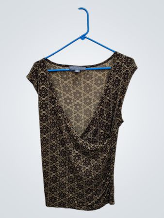 Josephine Chaus Brown Patterned Cap Sleeve Top
