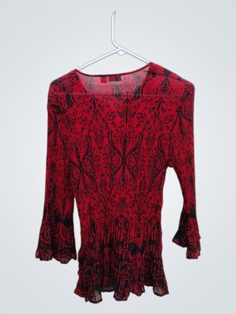 CATO Women's Red and Black Floral Blouse