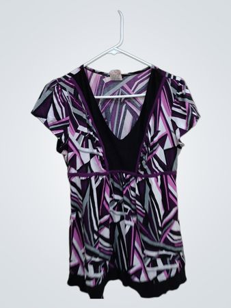 Purple and Black Geometric Top