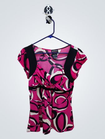 Hot Tempered Pink and Black Abstract Top