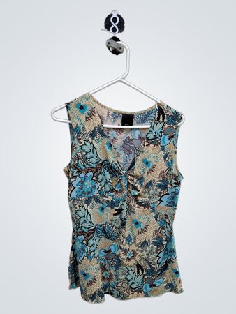 Blue Floral Sleeveless Top