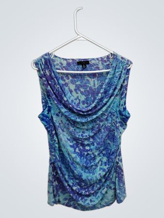 Willi Smith Blue Floral Blouse