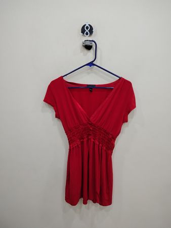 FANG Red Smocked Top