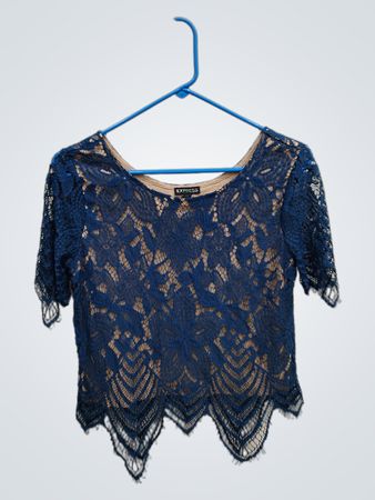 Express Blue Lace Top