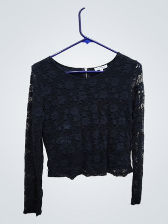 Black Lace Long-Sleeve Top