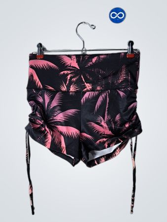 Pink and Black Tropical Print Shorts