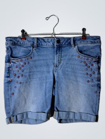 SO Plus Denim Shorts with Floral Embroidery