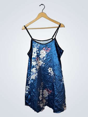 Unbranded Blue Floral Satin Nightgown