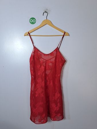 Red Sheer Floral Chemise