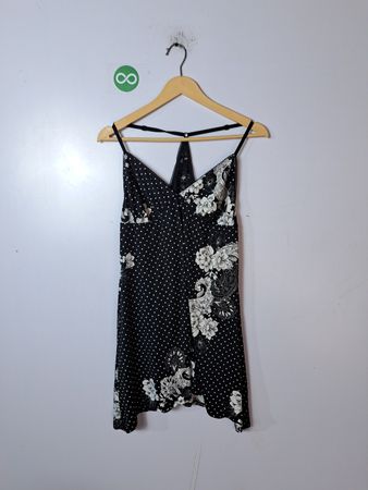 Black Floral Polka Dot Dress