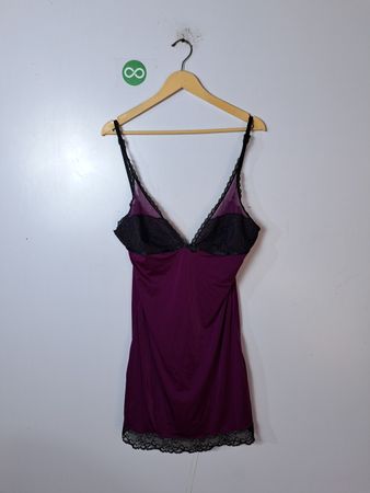 Purple Chemise with Black Lace Trim