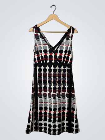 Sleeveless V-neck Geometric Print Midi Dress