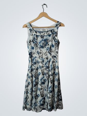 Sainicos Floral Blue and Black Dress