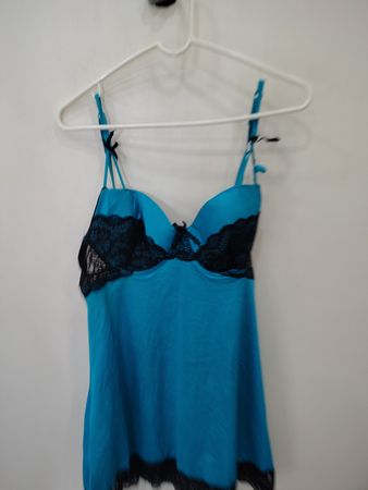 Blue Camisole with Black Lace