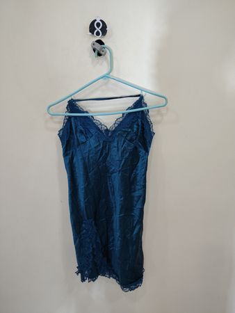 Satin Slip Dress with Lace Trim