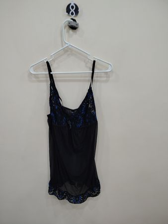 Black Nightgown with Blue Lace