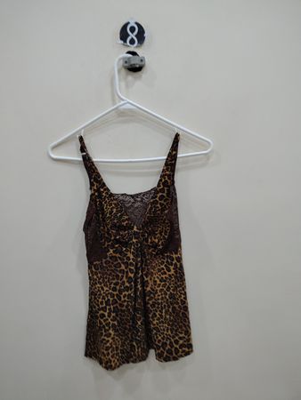 Leopard Print Chemise with Lace Trim