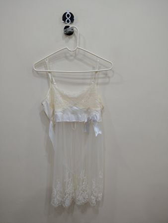 Sheer White Lace Chemise with Ribbon Details