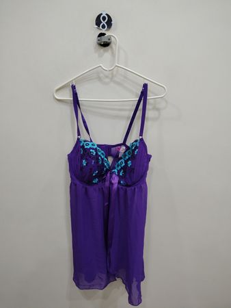 Victoria's Secret Purple Chemise with Floral Embroidery