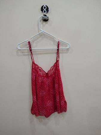 Red Lace Camisole with Heart Pattern