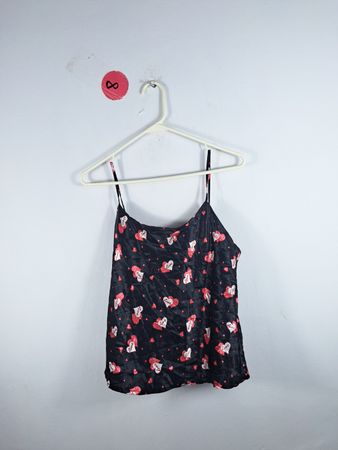 Black Camisole with Heart Pattern