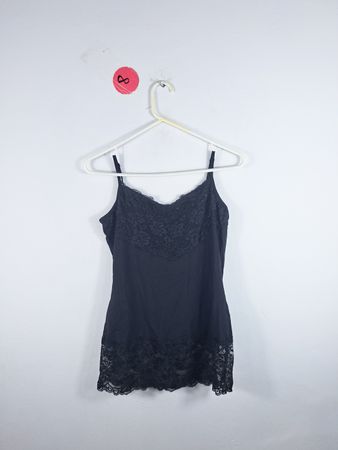 Studio Y Black Lace Trim Cami Top