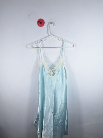 Satin Slip Dress with Lace Trim