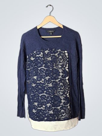 Simply Vera Wang Navy Blue Lace Sweater