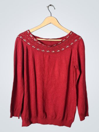roz & ali Red Embellished Sweater