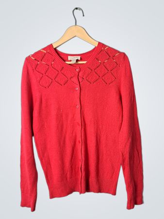 LOFT Red Knit Cardigan Sweater