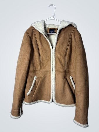 Faded Glory Suede Sherpa Lined Hooded Jacket