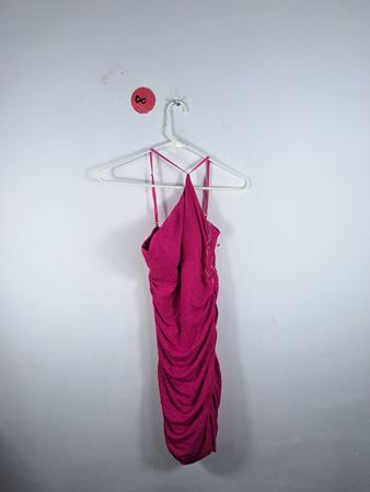 Honey and Rosie Pink Ruched Sparkle Dress