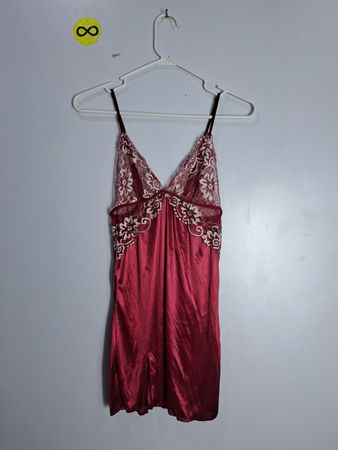 Red Lace-Trimmed Nightgown