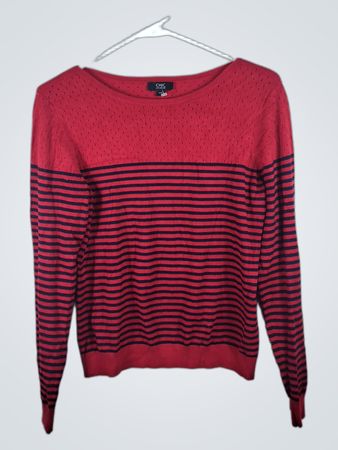 Chic by Jacob Red Striped Long Sleeve Sweater