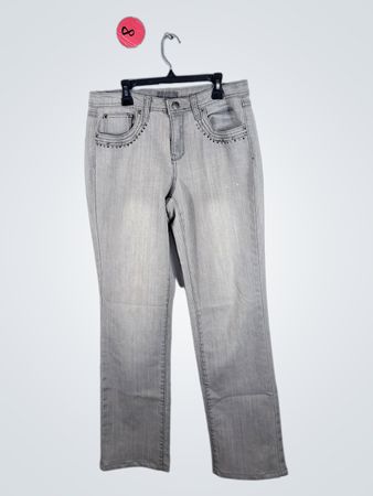 Earl Jeans Women's Grey Embellished Denim Jeans