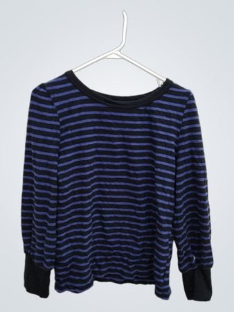 Blue and Black Striped Long Sleeve Shirt