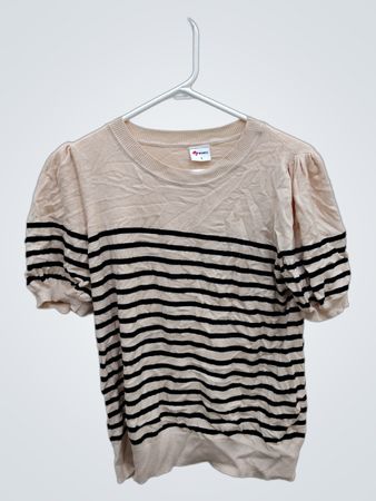 WINOLL Striped Short Sleeve Sweater