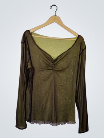 Green Sheer Long-Sleeve Top