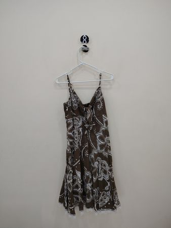 Brown and White Paisley Dress