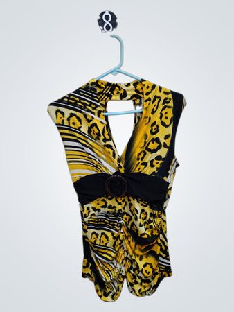 Orange Yellow Animal Print Dress Sleeveless
