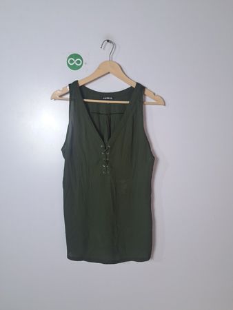Express Sleeveless V-Neck Lace-Up Tank Top