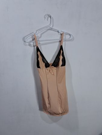 Beige Camisole with Black Lace Trim